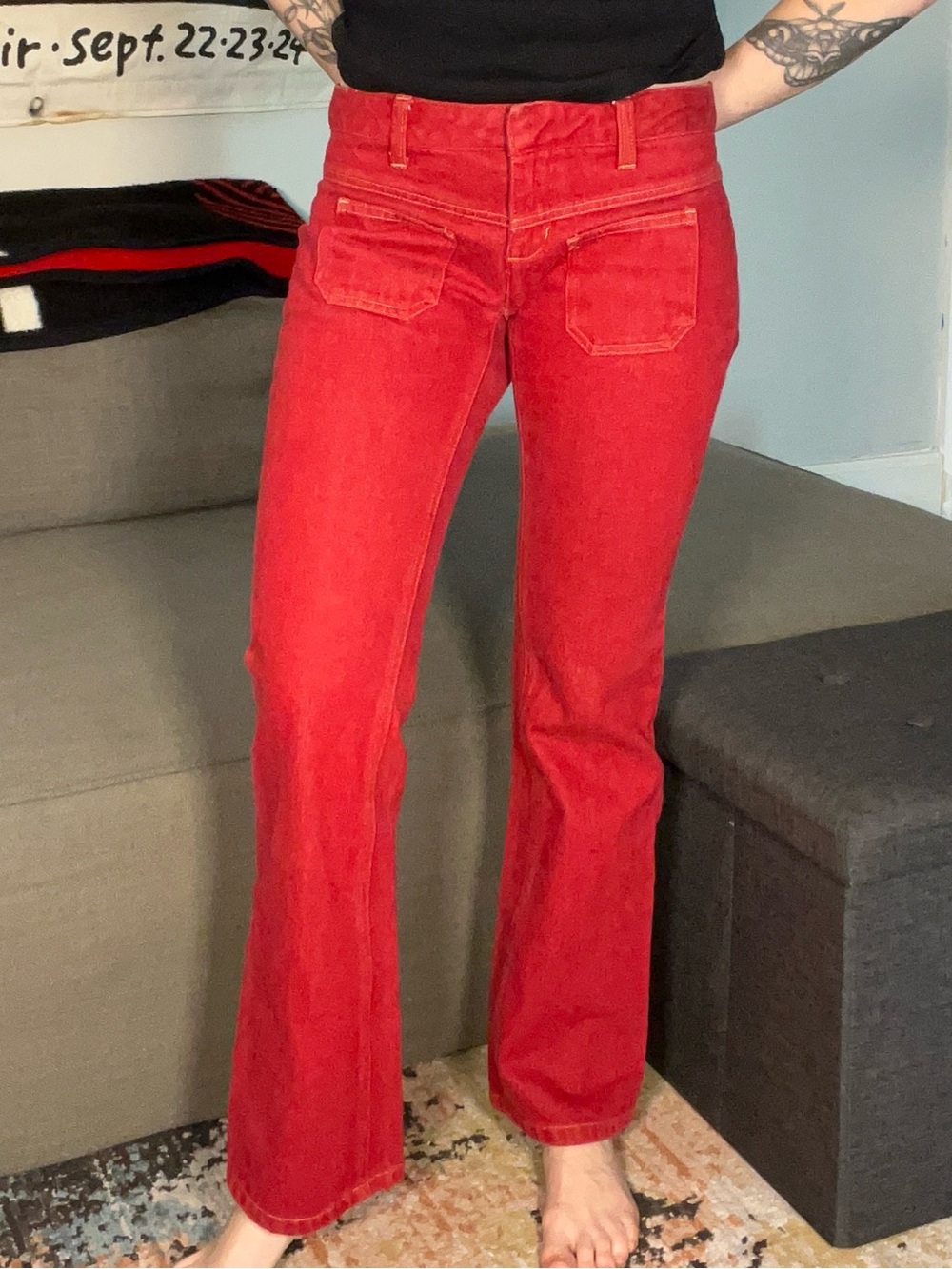 Old Navy Y2K Red Low Rise Jeans Size 2